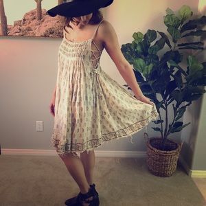 Free People Gathered Baby Doll Printed Dress-Small